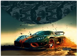 pochette à bouton-pression A4 motif car