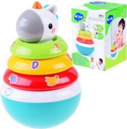 Jouet empilable coloré avec hochet et licorne