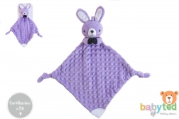 Doudou lapin avec anneau de dentition et hochet 25 × 25 cm