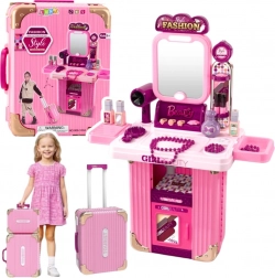 Coiffeuse valisette rose 2-en-1 avec lumière et sons – set de maquillage pour enfants