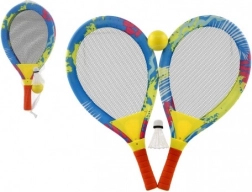Set de plage de raquettes pour enfants, 2 pcs avec balle et volant, métal/plastique, 27 × 54 cm