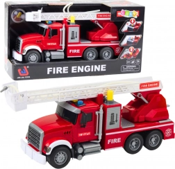 Camion de pompiers avec échelle extensible, pompe à eau, lumières et sons 1:14