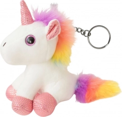Peluche licorne porte-clé avec anneau métallique blanc 12cm