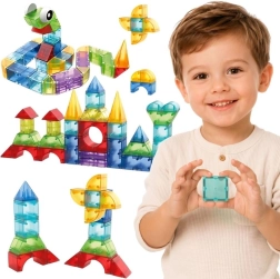 Cubes de construction magnétiques 3D éducatifs Woopie, set de 63 pièces