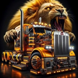 Peinture diamant camion avec lion 30 × 40 cm