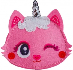 Kit créatif – porte-monnaie chat rose Petits robots en feutrine