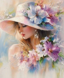 Peinture diamant femme aux fleurs 30 × 40 cm