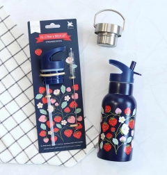 A Little Lovely Company set de bouchon, goupillon et paille pour bouteille isotherme 350 ml – Fraises