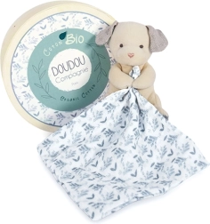 Coffret cadeau - Chien en peluche avec couverture en coton bio