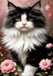 Peinture diamant chat noir et blanc 30 × 40 cm