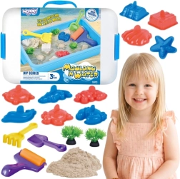 Woopie sable cinétique pour l’eau dans une mallette, set de 18 pièces