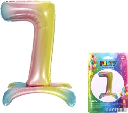 Ballon en feuille chiffre 7 arc-en-ciel 80 cm