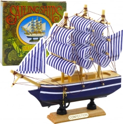 Modèle décoratif de voilier bleu et blanc 16x15 cm
