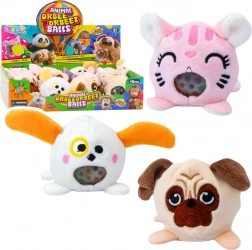 Gniotek en peluche à presser avec petits animaux et billes d’eau 6 cm