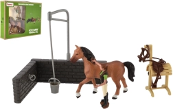 Coffret ferme – cheval avec accessoires, jouet en plastique