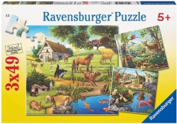 Puzzle RAVENSBURGER animaux de la forêt, au zoo et à la ferme 3×49 pièces