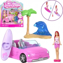 Mattel mini Barbie Land cabriolet avec mini-poupée Barbie et changement de couleur
