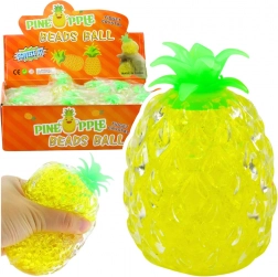 Balle anti-stress ananas avec billes d’hydrogel jaunes