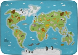 Tapis pour enfants carte du monde avec animaux 130 × 180 cm Achoka