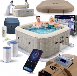 spa carré gonflable pour 4 personnes 175 × 71 cm avec hydromassage INTEX