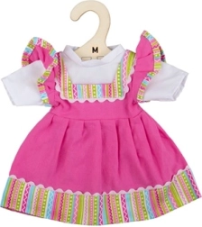 Robe rose avec bordure rayée pour poupée 34 cm