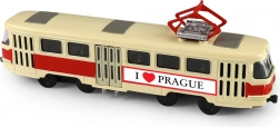 Tramway rétro en métal T3 Prague 16 cm avec portes ouvrantes