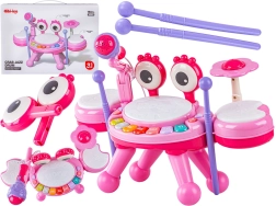 Mini batterie éducative crabe avec petit piano et micro rose - 1 pièce