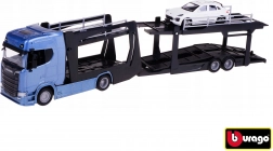 Camion porte-voitures multicar SCANIA 770S bleu + PORSCHE Macan 1:43