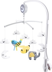 Mobile à remontoir pour lit bébé avec animaux en peluche