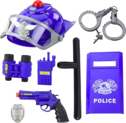 kit de police pour enfants – casque, pistolet, menottes et accessoires, 9 pièces
