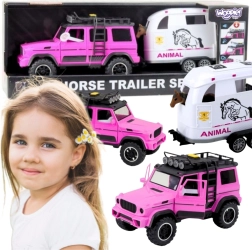 SUV tout-terrain rose avec remorque et figurine de cheval WOOPIE