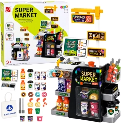 Supermarché pour enfants avec caisse, scanner et distributeur de boissons (65 pièces)