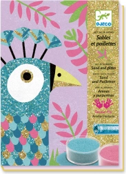 DJECO Tableaux de sable et paillettes : Oiseaux éblouissants