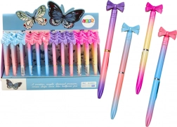 stylo à bille avec petit nœud, coloré, encre bleue 0,7 mm