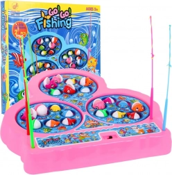 Jeu de pêche pour enfants avec étangs rotatifs 3+ – Rose