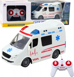 Ambulance de secours télécommandée avec lumières et sons 1:20 blanche