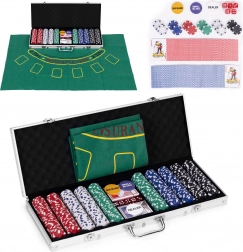 Set Poker et Blackjack – 500 jetons, 2 paquets de cartes, dés, tapis de jeu, mallette verrouillable