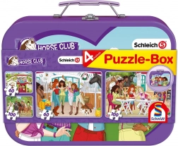 Puzzle SCHMIDT Schleich Horse Club 4-en-1 dans une valisette en métal