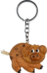 Porte-clés en bois Cochon