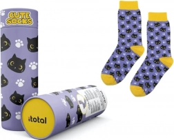 Chaussettes en coton violettes avec un chat