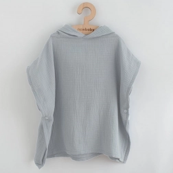 Poncho enfant en mousseline New Baby Feeling gris clair 50 cm S