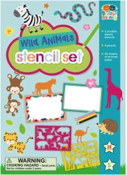 Pochoirs animaux sauvages avec set de crayons de couleur