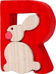 Lettre en bois R avec petit lapin – FAUNA