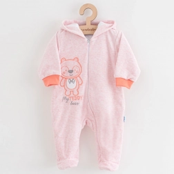 Combinaison en velours pour bébé à capuche NEW BABY Sweetheart, rose