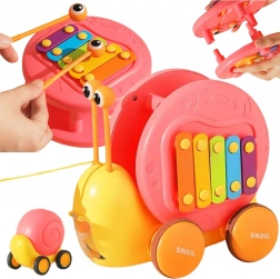 WOOPIE escargot à tirer 4-en-1 avec xylophone, engrenages et petite voiture à ressort