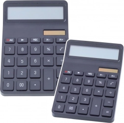Calculatrice noire de bureau avec double alimentation