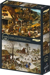 Puzzle Proverbes flamands et Dénombrement à Bethléem 2×500 pièces