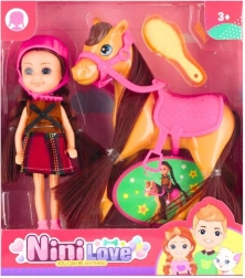 Poupée cavalière à cheval 15 cm avec accessoires