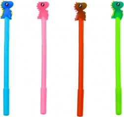 Stylo à bille dinosaure avec embout, encre noire, assorti rose bleu 0,5 mm