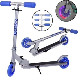 Trottinette pliable pour enfants avec roues LED – Bleu